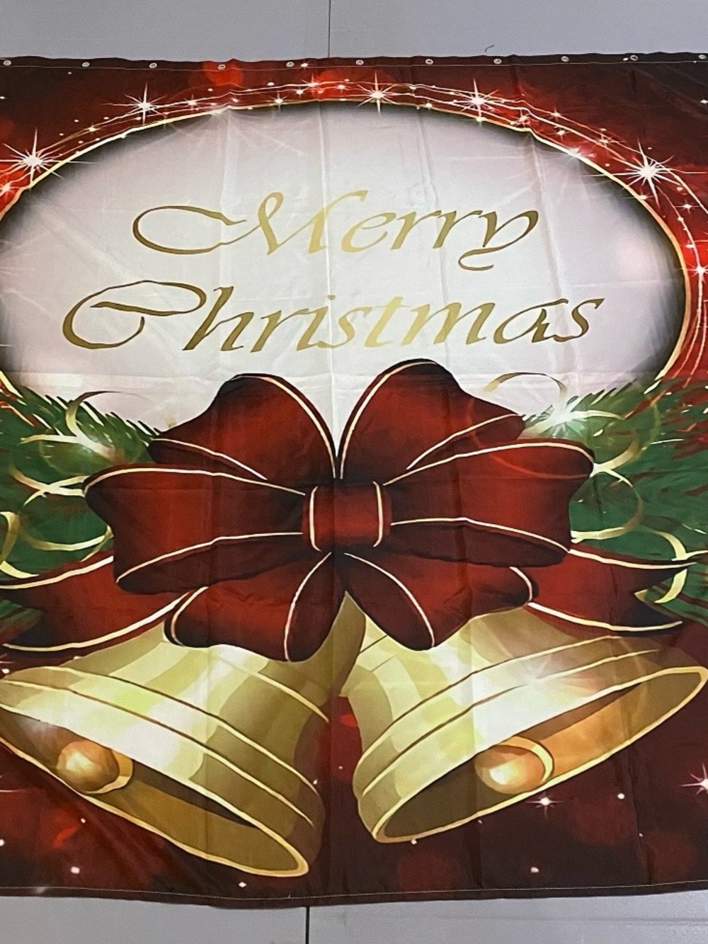 Sonoma Red Bow with Gold Bells Holiday Wall Banner